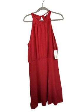JustFab Sleeveless Red Midi Dress With Back Button & Zipper Closure - XXL